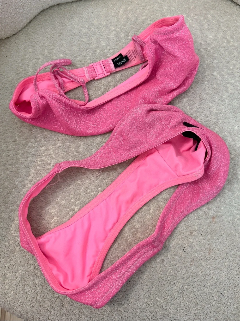 Triangl swimwear Pink Mica Pitaya Sparkle Shimmer Bandeau Bikini Set XS